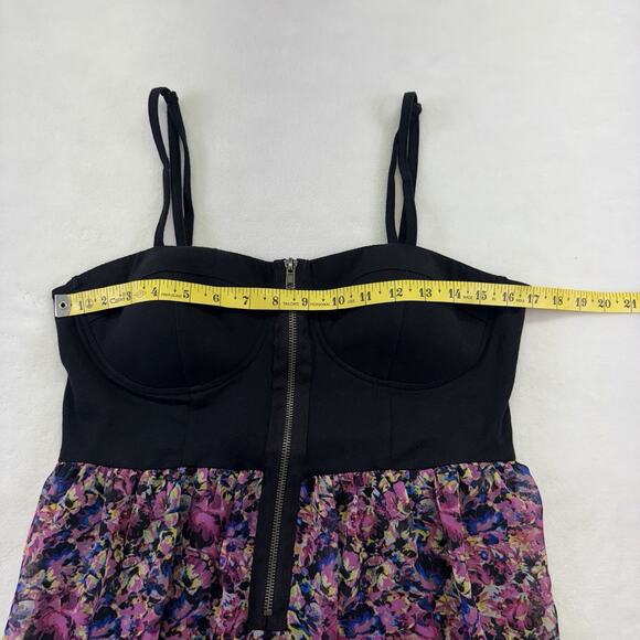 Material Girl Zip Corset Bustier Sleeveless High Low Dress Floral Chiffon XL - Picture 7 of 10